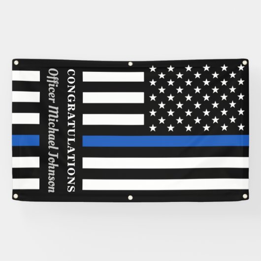 Politie Afstuderen personaliseert thin Blue Line P Spandoek (Horizontaal)