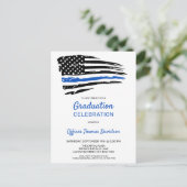 Politie Afstuderen Thin Blue Line American Flag Aankondigingskaart (Staand voorkant)