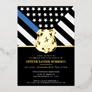 Politie Afstuderen voor blauwe lijn Vlaggenwet han Folie Uitnodiging