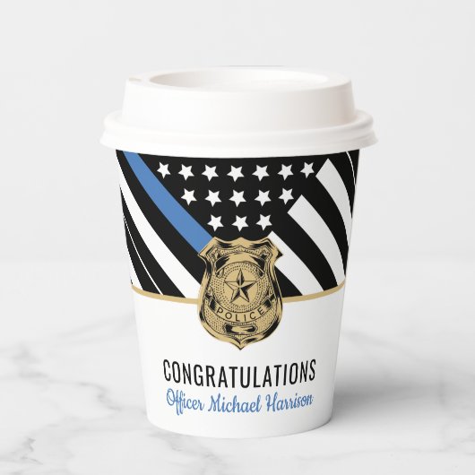 Politie Afstuderen voor blauwe lijn Vlaggenwet han Papieren Bekers (Achterkant)