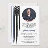 Politie Afstuderen, Watercolor Thin Blue Line Vlag Kaart (Voorkant)