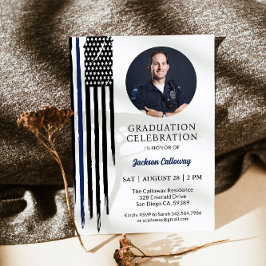 Politie Afstuderen, Watercolor Thin Blue Line Vlag Kaart