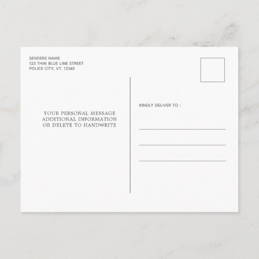 Politie Afstuderen Wetshandhaving Aankondigingskaart (Achterkant)