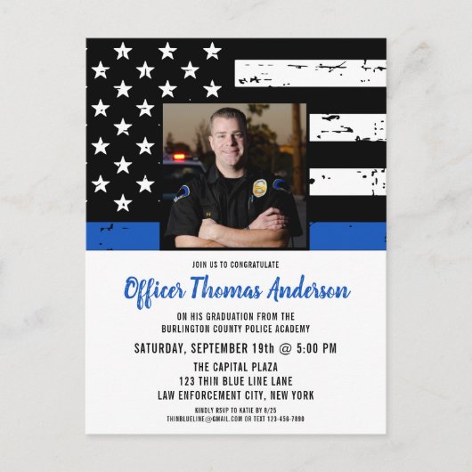 Politie Afstuderen Wetshandhaving Foto Uitnodiging (Voorkant)
