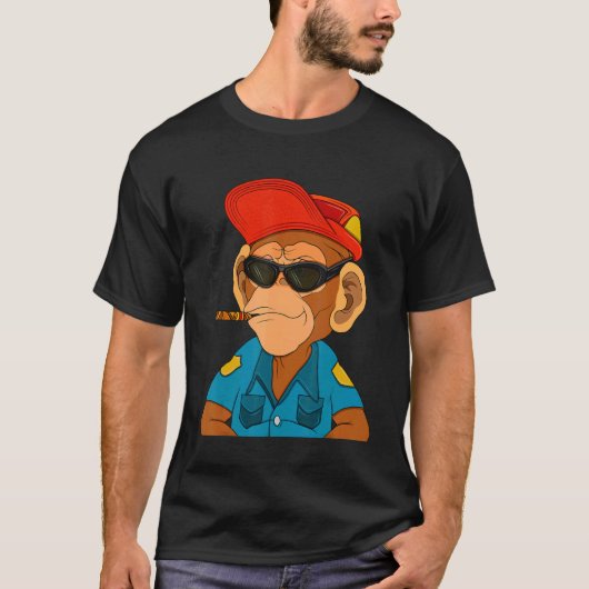 Politie Apple NFT Thed Monkey Officer T-shirt (Voorkant)