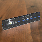  politie auto blauwe lijn gepersonaliseerd naambordje (Zijkant)