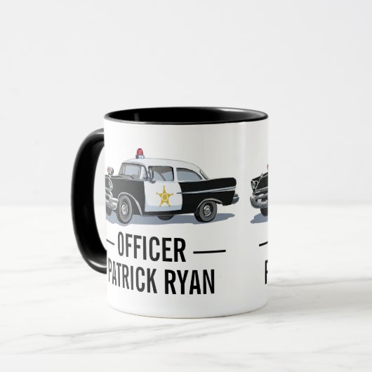  politie auto Monogram Naam Mok (Voorkant links)