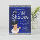 Politie Baby Douche Uitnodigingen Meisje Politie (Staand voorkant)
