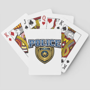 Politie Badge Vetgedrukte Tekst Ontwerp Pokerkaarten