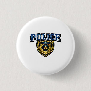 Politie Badge Vetgedrukte Tekst Ontwerp Ronde Button 3,2 Cm