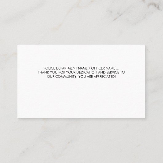 Politie bedankt waardering voor politie visitekaartje (Achterkant)