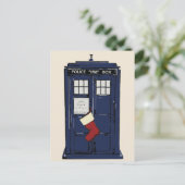 Politie belt met kerstbox feestdagenkaart (Staand voorkant)