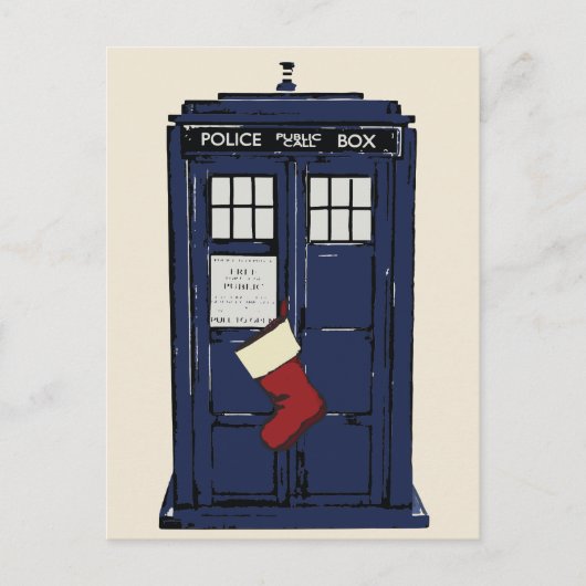 Politie belt met kerstbox feestdagenkaart (Voorkant)