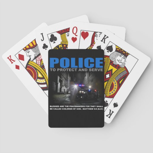 Politie beschermt en dient pokerkaarten (Achterkant)