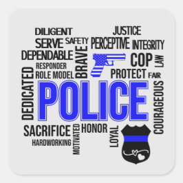 Politie Beschrijvende woorden Vierkante Stickers