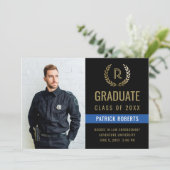 Politie Black Gold Laurel Wreatfoto Afstuderen Aankondiging (Staand voorkant)