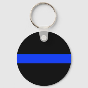 Politie blauwe dunne lijn sleutelhanger