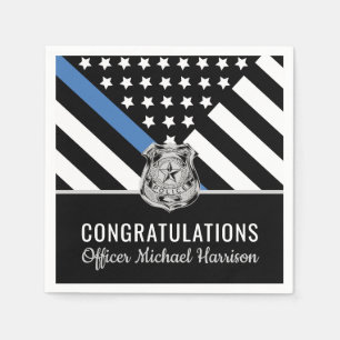 Politie Blauwe Lijn Gefeliciteerd Graduatie Partij Servet