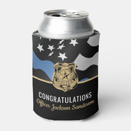 Politie Blauwe Lijn Rechtshandhaving Afdwingingspa Blikjeskoeler (Blikje Voorkant)