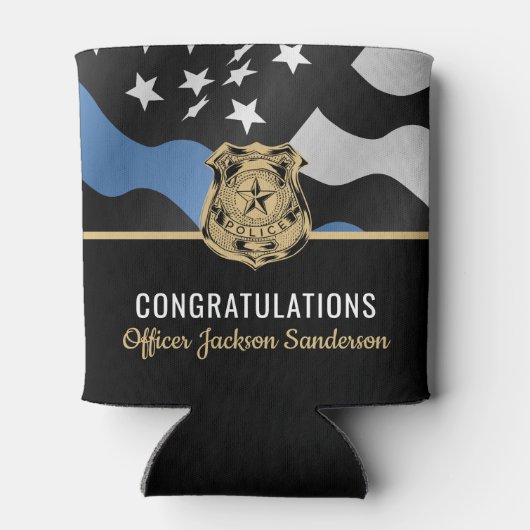 Politie Blauwe Lijn Rechtshandhaving Afdwingingspa Blikjeskoeler (Achterkant)