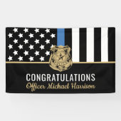 Politie Blauwe Lijn Vlag Academie Afstudeerfeest Spandoek (Horizontaal)