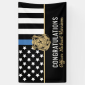 Politie Blauwe Lijn Vlag Academie Afstudeerfeest Spandoek (Verticaal)