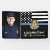 Politie blauwe lijn vlag accepteert fotopensioen spandoek (Horizontaal)