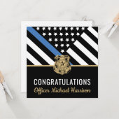 Politie Blauwe Lijn Vlag Felicitaties Afstuderen Kaart (Voorkant / Achterkant in situ)