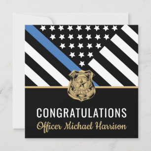 Politie Blauwe Lijn Vlag Felicitaties Afstuderen Kaart
