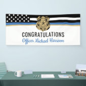 Politie Blauwe Lijn Vlag Gefeliciteerd Afgestudeer Spandoek (Beurs)