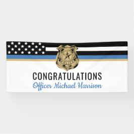 Politie Blauwe Lijn Vlag Gefeliciteerd Afgestudeer Spandoek