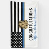 Politie Blauwe Lijn Vlag Gefeliciteerd Afstuderen Spandoek (Verticaal)