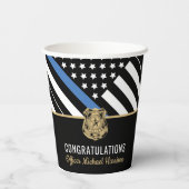 Politie Blauwe Lijn Wetshandhaving Graduation Part Papieren Bekers (Achterkant)
