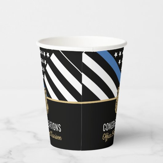 Politie Blauwe Lijn Wetshandhaving Graduation Part Papieren Bekers (Rechts)