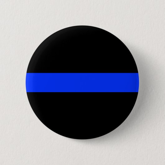 Politie Blue Thin Line Button. Ronde Button 5,7 Cm (Voorkant)