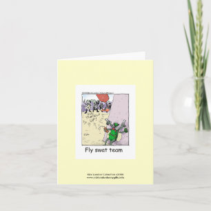 Politie Cartoon vliegt met Swat Team op Wenskaart Kaart