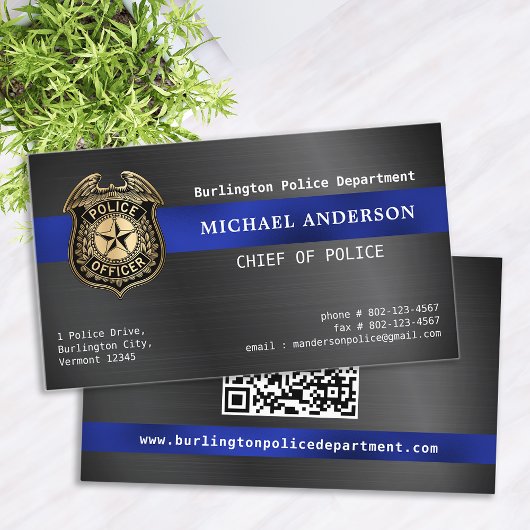 Politie Custom Logo Metallic QRCode Wetshandhaving Visitekaartje