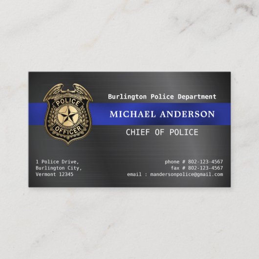 Politie Custom Logo Metallic QRCode Wetshandhaving Visitekaartje (Voorkant)