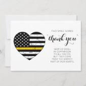 Politie Dispatcher 911 Dun Gold Line Hart Bedankkaart (Voorkant)