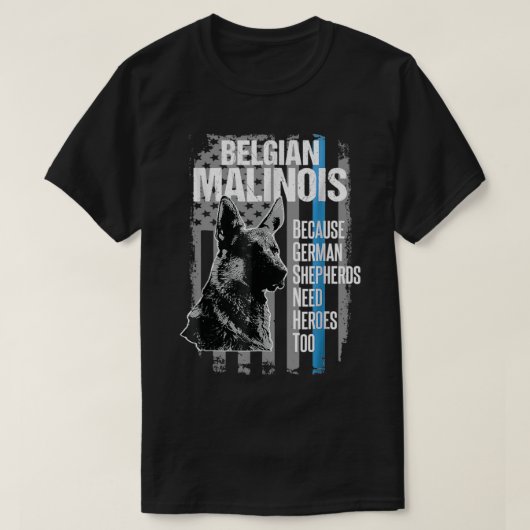 Politie Dog Malinois Funny K9 Thin Blue Line Vlag T-shirt (Design voorkant)