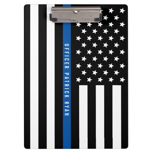 Politie Dunne Blauwe Lijn Amerikaanse Vlag Aangepa Klembord (Voorkant)