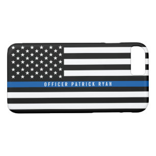 Politie Dunne Blauwe Lijn Amerikaanse Vlag Monogra iPhone 8/7 Hoesje