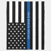 Politie Dunne Blauwe Lijn Amerikaanse Vlag Monogra Fleece Deken (Voorkant)