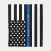 Politie Dunne Blauwe Lijn Amerikaanse Vlag Monogra Fleece Deken (Voorkant)