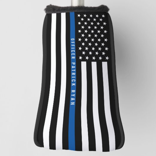 Politie Dunne Blauwe Lijn Amerikaanse Vlag Monogra Golfheadcover (Draai 90)