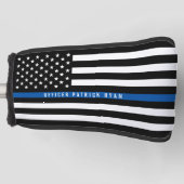 Politie Dunne Blauwe Lijn Amerikaanse Vlag Monogra Golfheadcover (Voorkant)