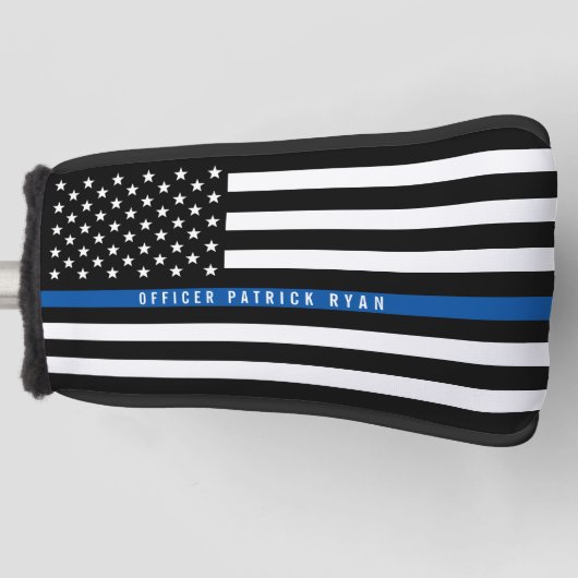 Politie Dunne Blauwe Lijn Amerikaanse Vlag Monogra Golfheadcover (Voorkant)