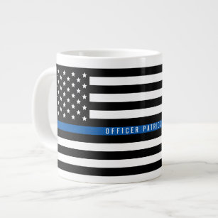 Politie Dunne Blauwe Lijn Amerikaanse Vlag Monogra Grote Koffiekop