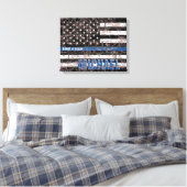 Politie Dunne Blauwe Lijn Amerikaanse Vlag Verdrie Canvas Afdruk (Insitu (Slaapkamer))