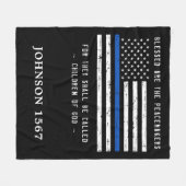 Politie dunne blauwe lijn gezegend zijn de vredest fleece deken (Voorkant (Horizontaal))